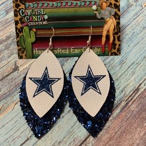 Cowboys Star Genuine Leather Handcrafted Earrings